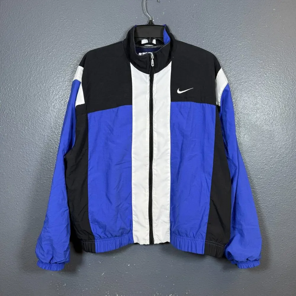 Nike S men’s blue light jacket big back logo olympic vintage Y2K